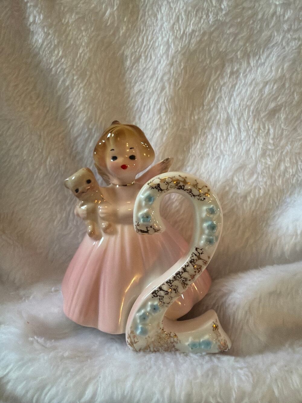 Vintage Josef Originals Birthday Girl Age 2 Teddy Bear Porcelain Figurine Japan